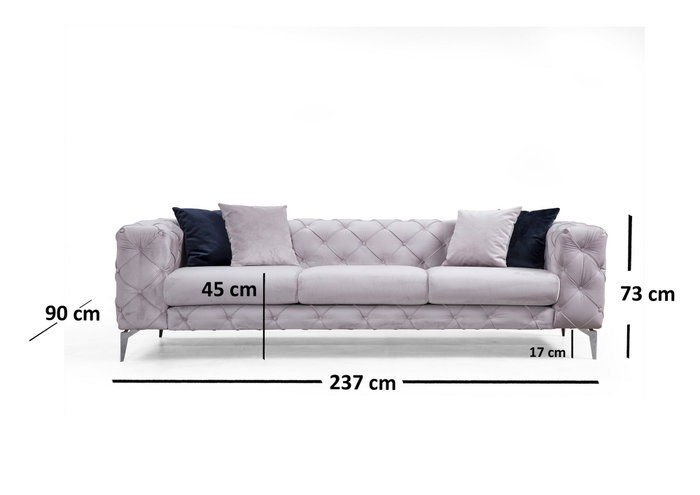 Atelier Del Sofa Como - Sofá de 3 plazas - Gris claro